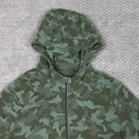 Lululemon Surge Warm Full Zip Jacquard Jacket Hoodie Men's Medium Camo Green Gym - Picture 2 of 10